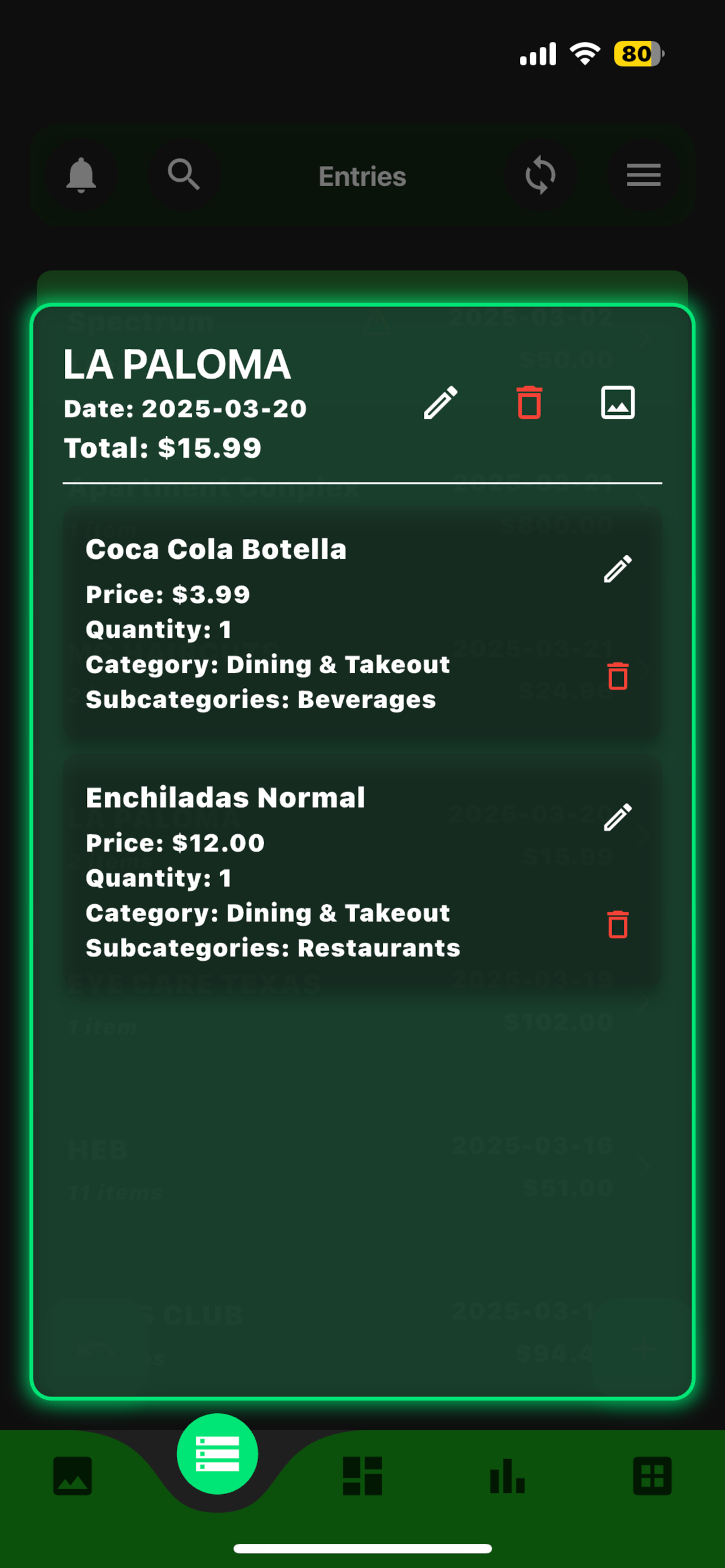 Receipt Entry